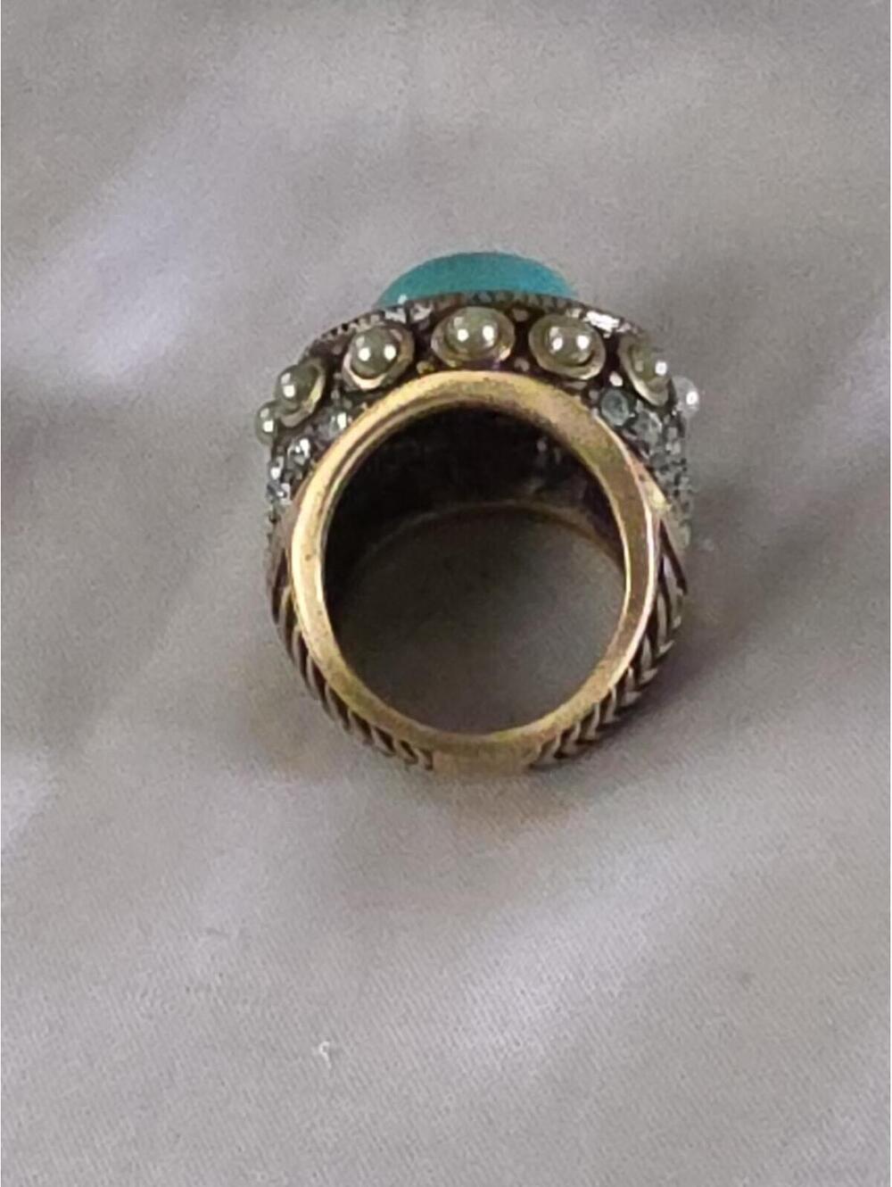 Heidi Daus Turquoise & Swarovski Crystal Ring Sz 6 - Picture 3 of 6